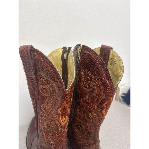 Corral Genuine Lizard, Rare Side Zip, Mens Boots, Cognac Brown, Size 10.5 D EUC
